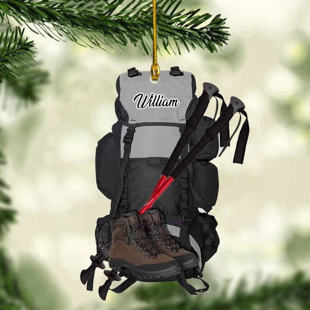 Personalized Hiking Bag Personalized Acrylic Christmas Ornament Gift For Hiking Lover