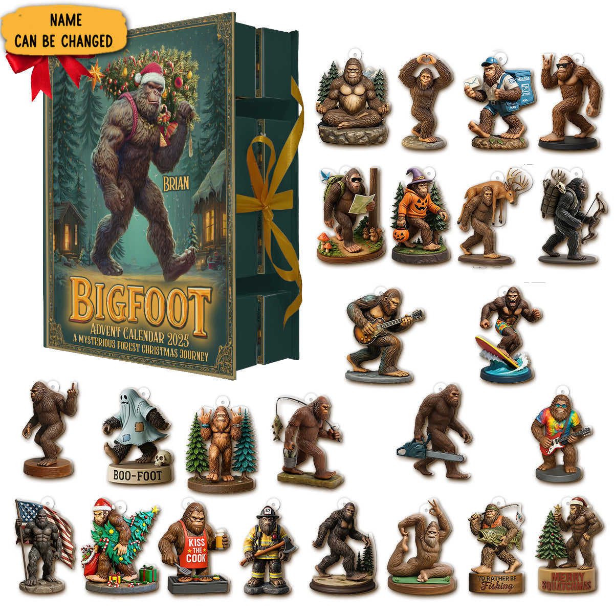 Personalized Hiking Bigfoot Folded Advent Calendar Holiday Decor Animal Advent Calendar Gifts