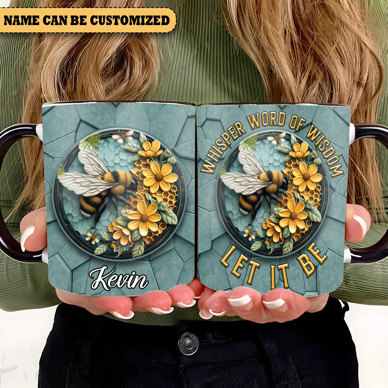 Personalized Hippie Bee Flowers Mug Let It Be Custom Coffee Cups Gifts For Bee Lovers
