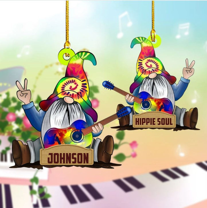 Personalized Hippie Gnome Acrylic Ornament for Hippie Style Lovers