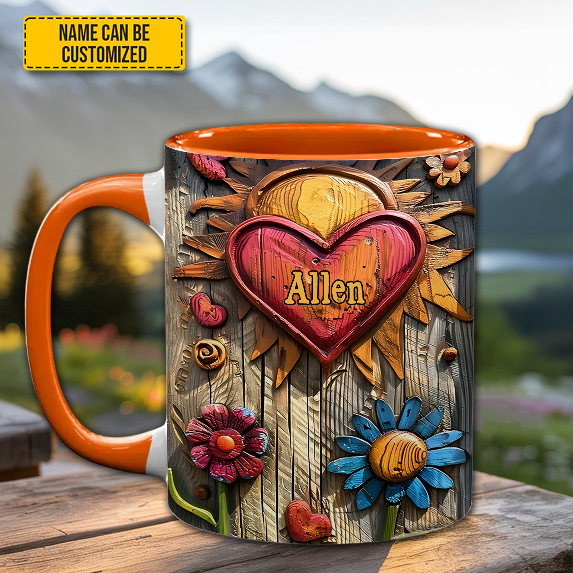 Personalized Hippie Heart Symbol Mug Nature Vibe Morning Coffee Mug Unique Gifts