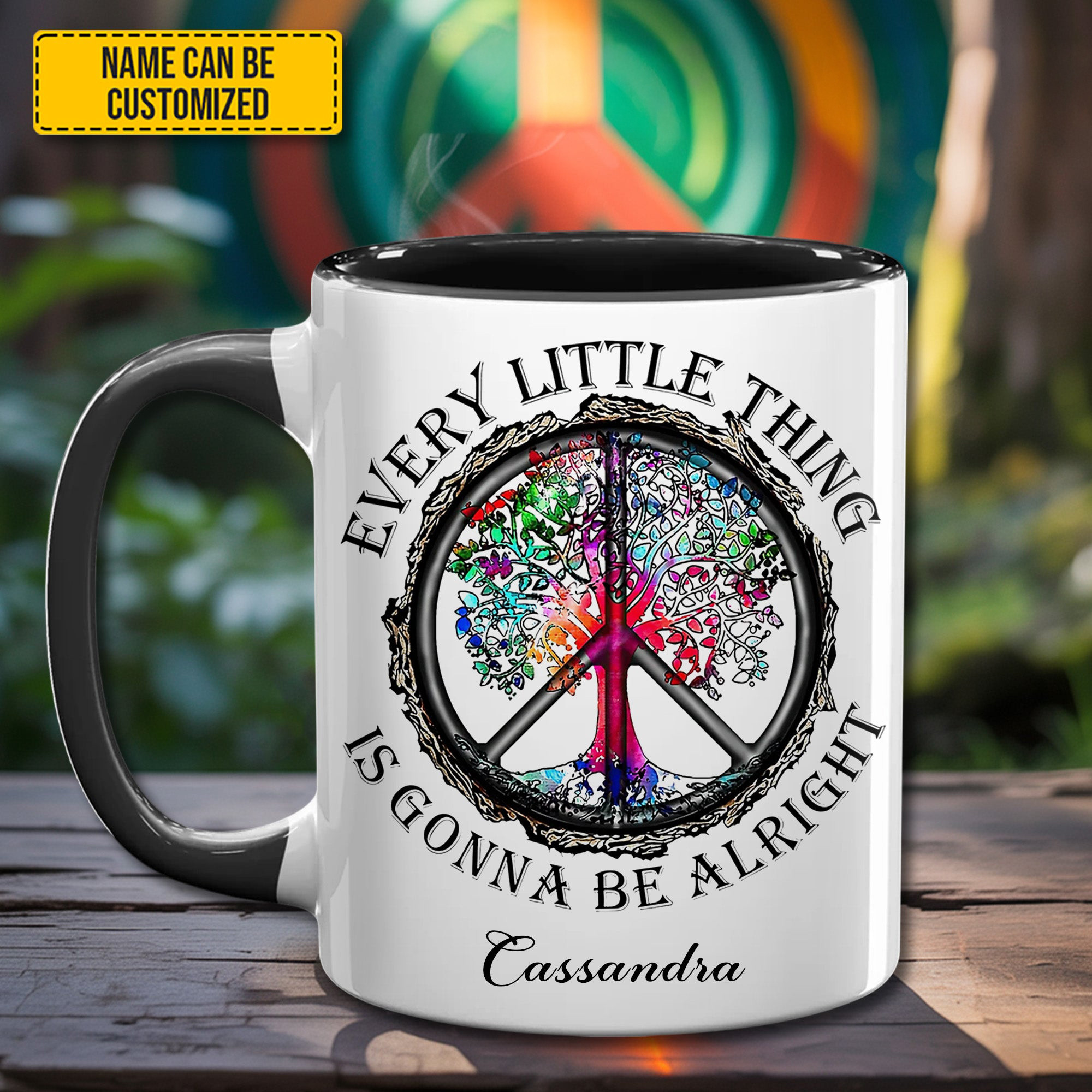 Personalized Hippie Symbol Mug Every Little Thing Is Gonna Be Alright Mug Ideal Gifts