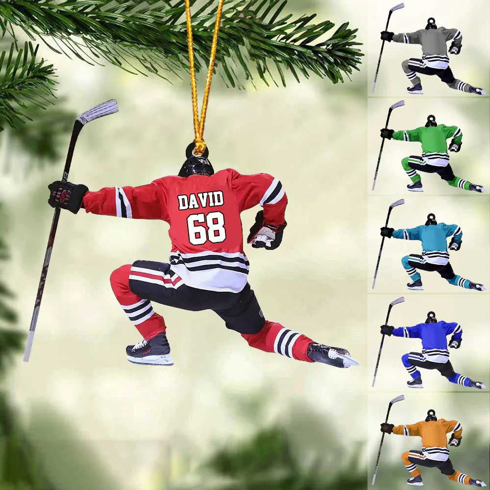 Personalized Hockey Christmas Ornament Custom Name and Number for Hockey Players Gift for Son