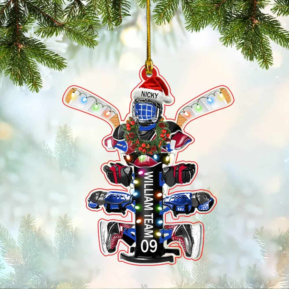 Personalized Hockey Drying Rack Ornament Christmas Tree Decor For Ice Hockey Players