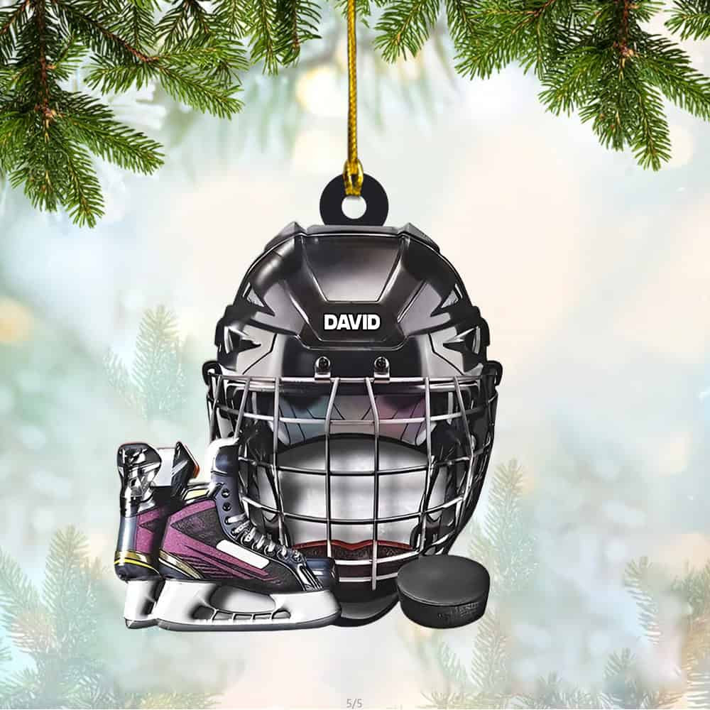 Personalized Hockey Helmet Acrylic Ornament Gift For Hockey Lovers
