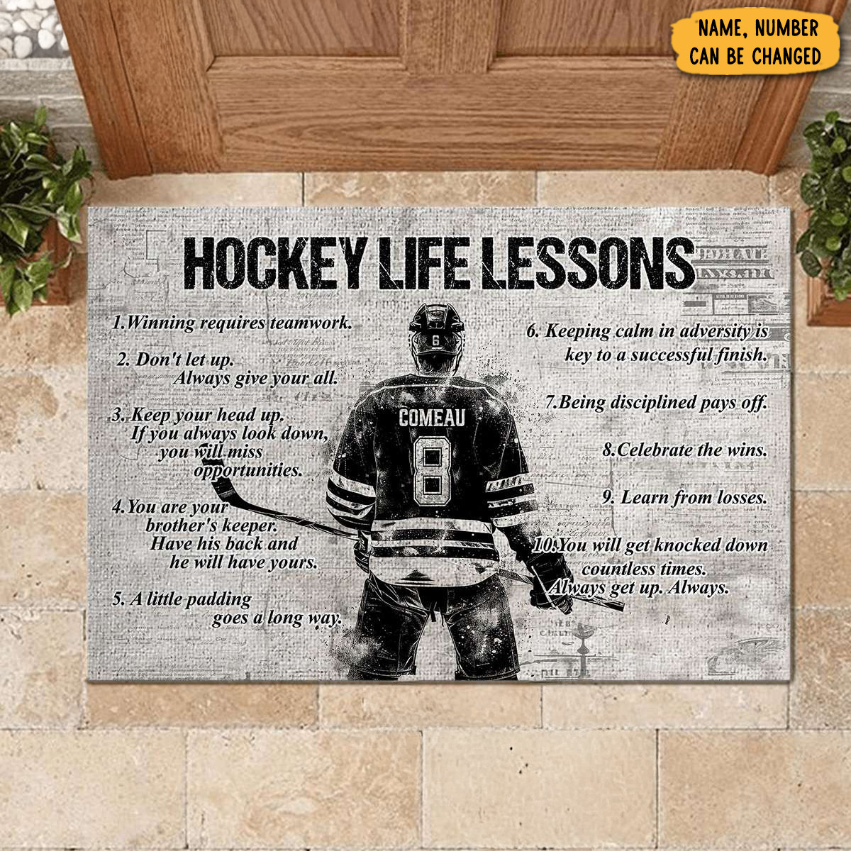 Personalized Hockey Life Lessons Doormat Front Door Decor Ideas Gift For Hockey Lovers