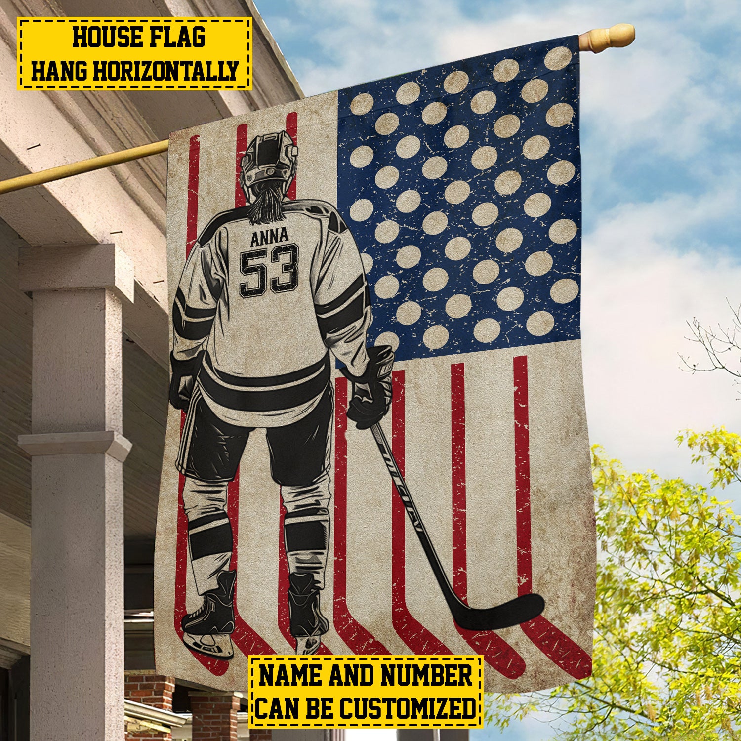 Personalized Hockey Women American Flag Independence Day Usa Yard Flag Gift For Hockey Lovers