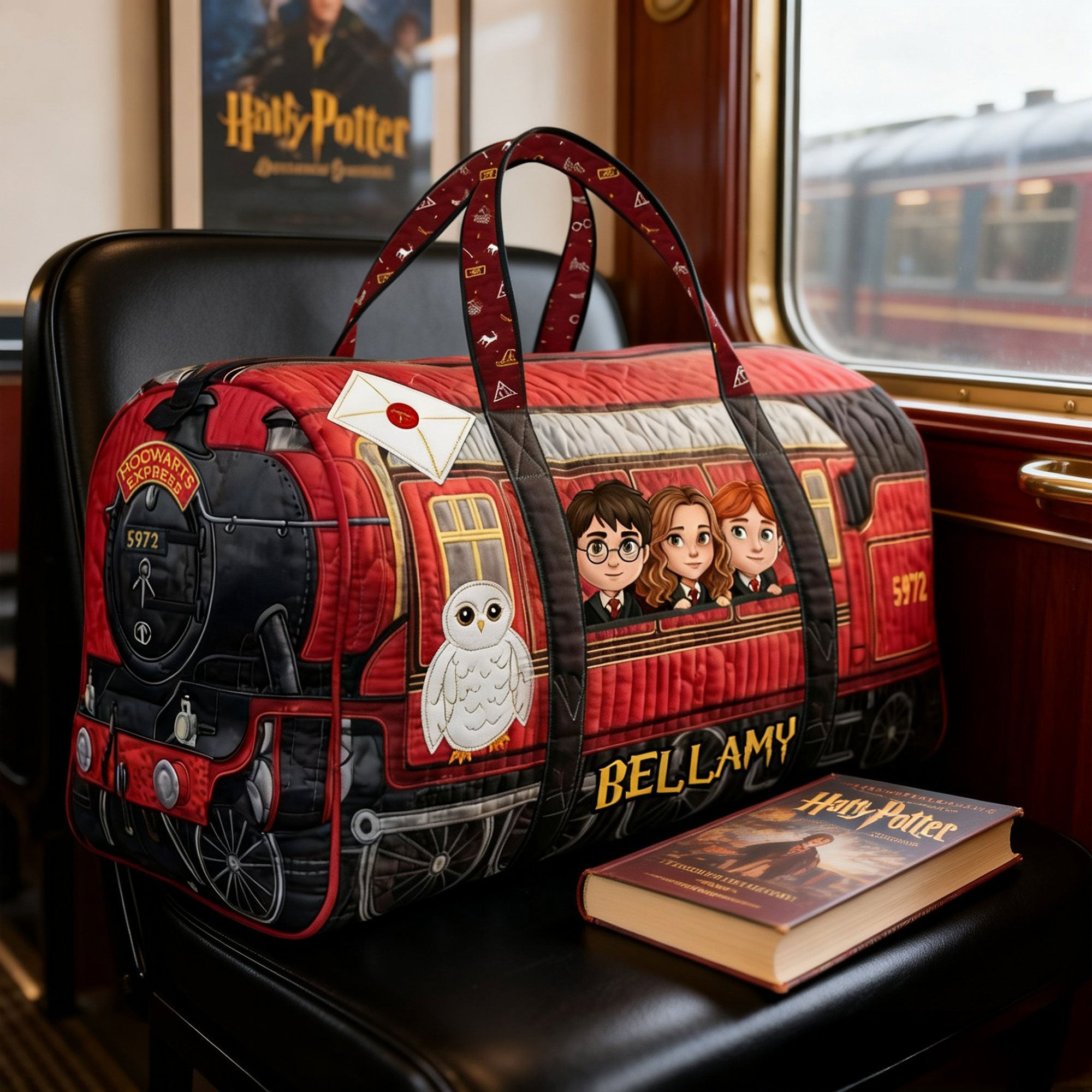 Personalized Hogwarts Express Quilted Duffle Bag Harry Hermione Ron Hedwig Fan Gift For HP Lovers