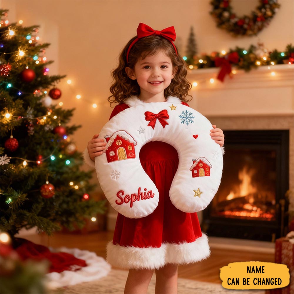 Personalized Holiday U Shaped Pillow Custom Name Christmas Gift For Kids