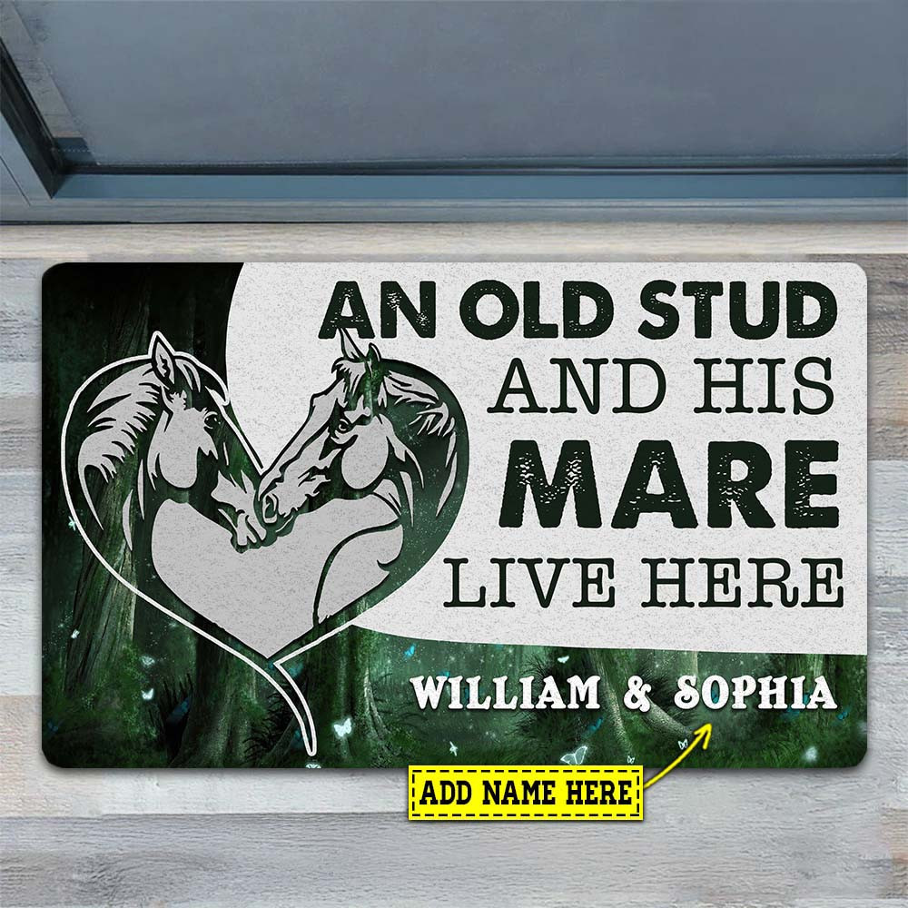 Personalized Horse Doormat An Old Stud And His Mare Live Here Gift For Horse Lovers New Home Gift Housewarming Gift Horse Decor