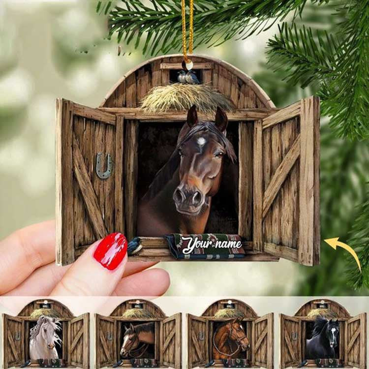 Personalized Horse Ornament Country Horses On Farm Horse Breeds Custom Name for Horse Lovers