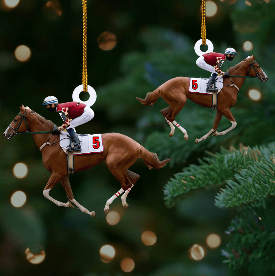 Personalized Horse Racing Custom Shaped Acrylic Ornament for Horse Racing Lovers