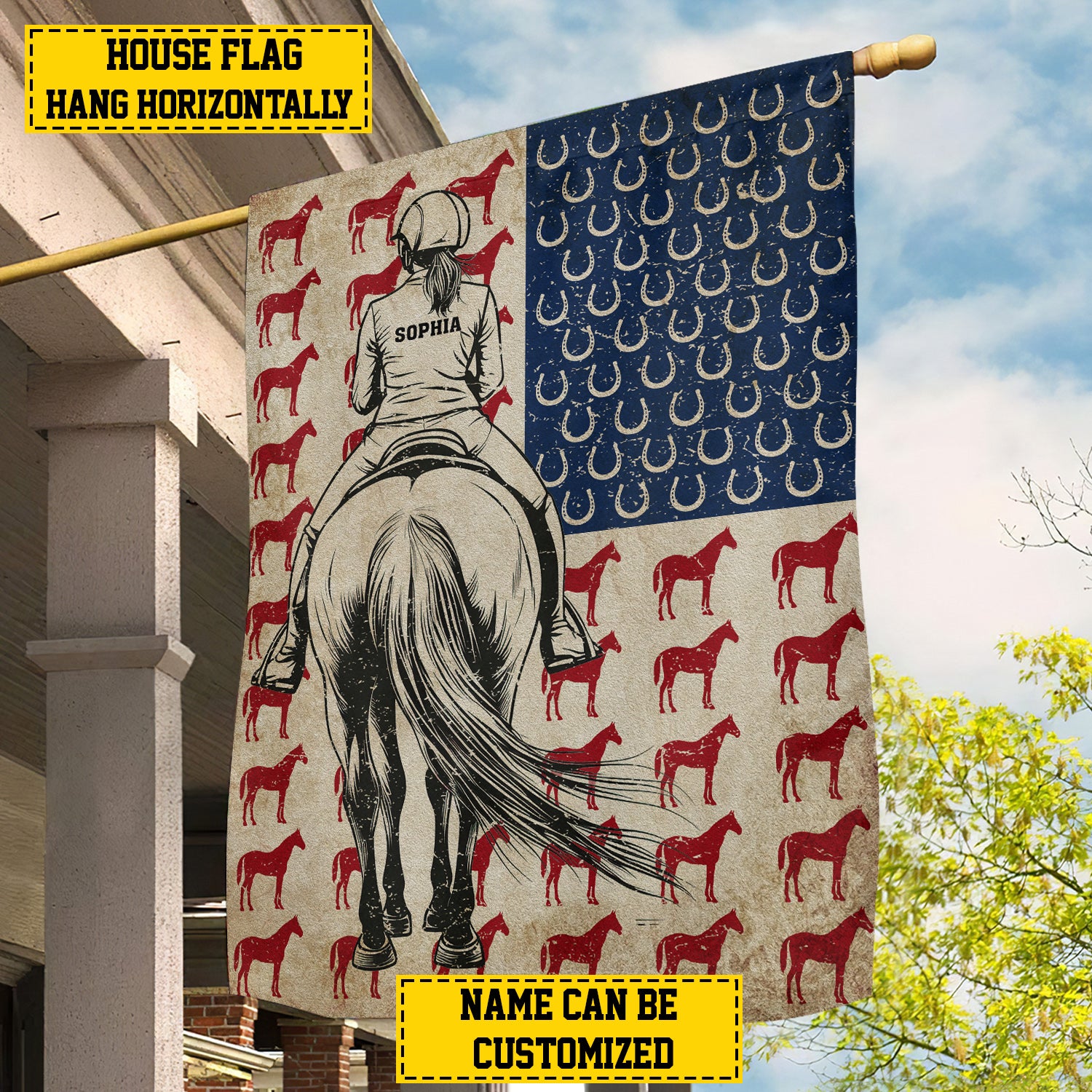 Personalized Horse Riding Girl American Flag Independence Day Patriotic Horse Horse Lover Gift