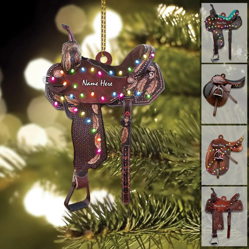Personalized Horse Saddle For Horse Lovers Riding Horse Ornament Flat Acrylic Horse Ornament