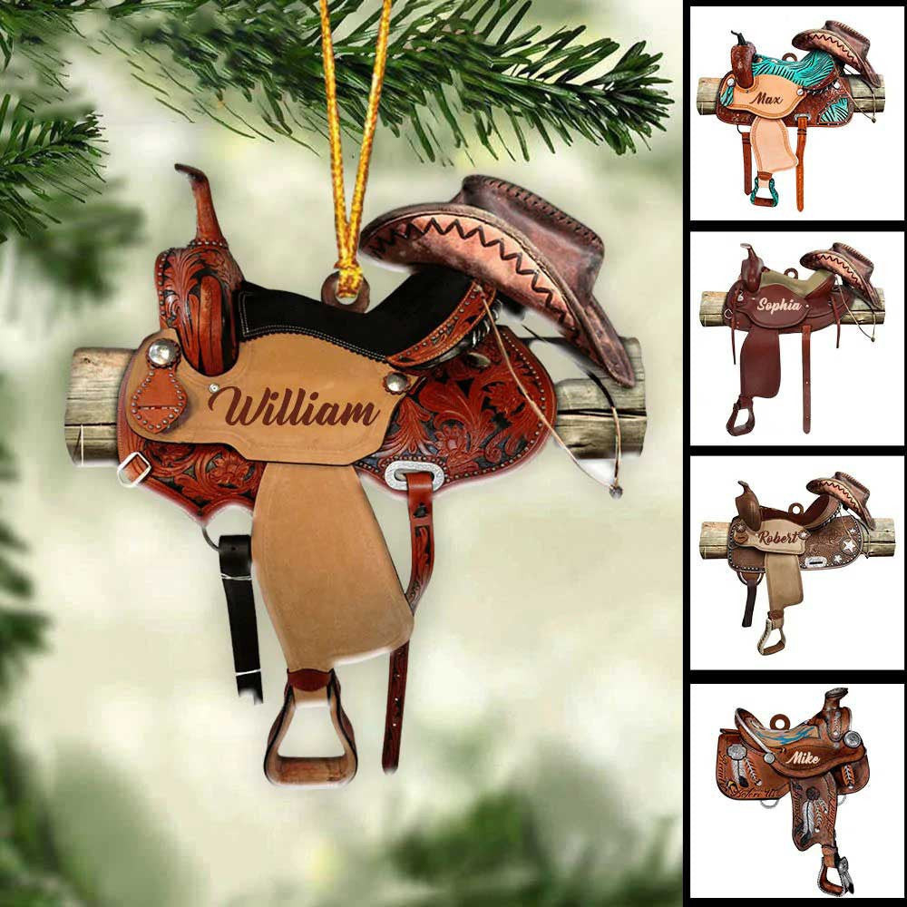 Personalized Horse Saddle Ornament For Horse Lovers Cowboy Cowgirl