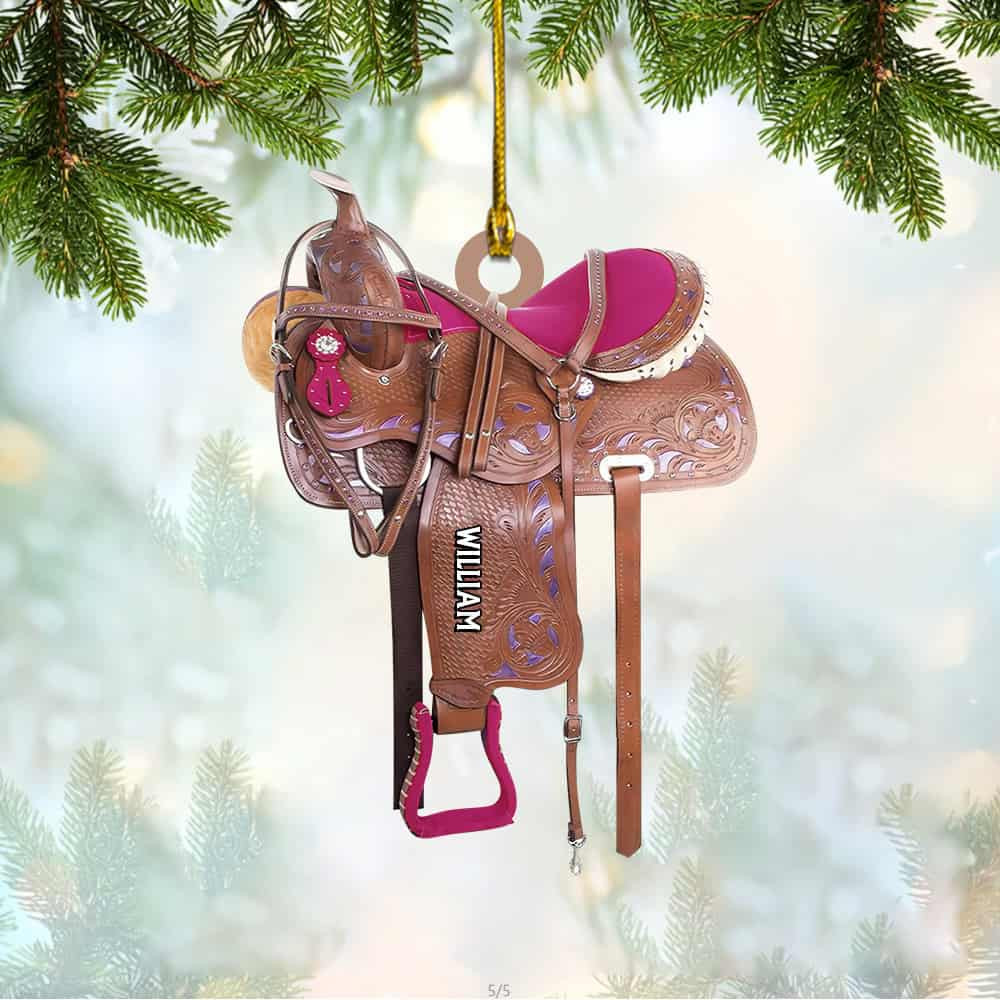 Personalized Horse Saddle Ornament Gift For Cowboys