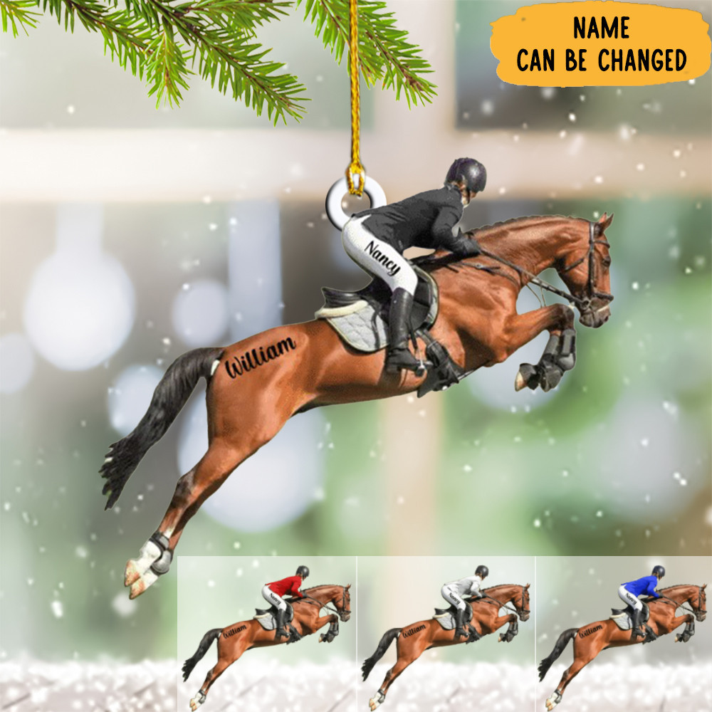 Personalized Horseback Riding Ornament Horse And Rider Ornaments Gift For Horse Lovers
