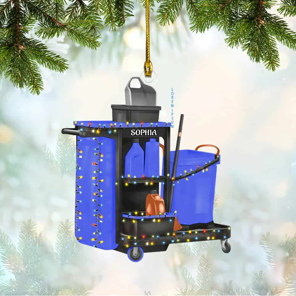 Personalized Housekeeper Janitor Tools Acrylic Christmas Ornament Gift For Housekeeper Janitor