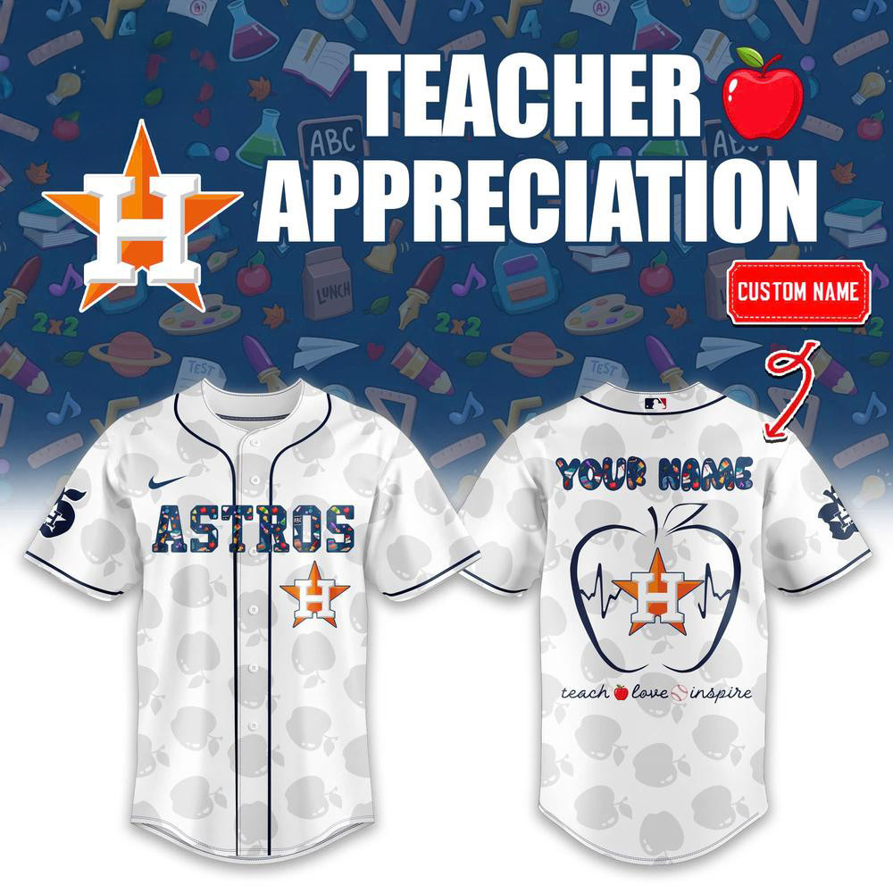 Personalized Houston Astros Teacher Appreciation Baseball Jersey Gift For Fans