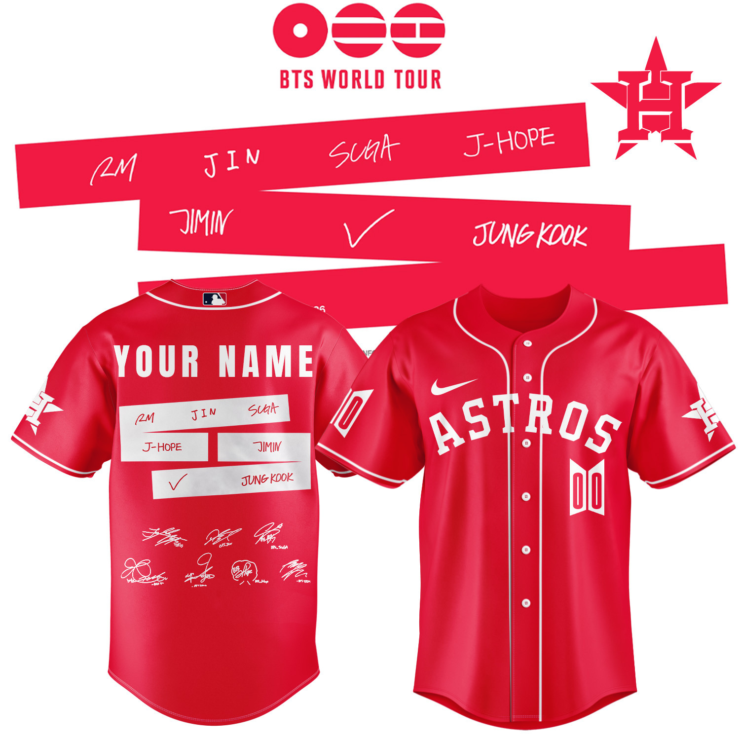 Personalized Houston Astros x BTS Arirang World Tour 2026 Jersey 2026 MLB Playoffs Merch Fans Gear