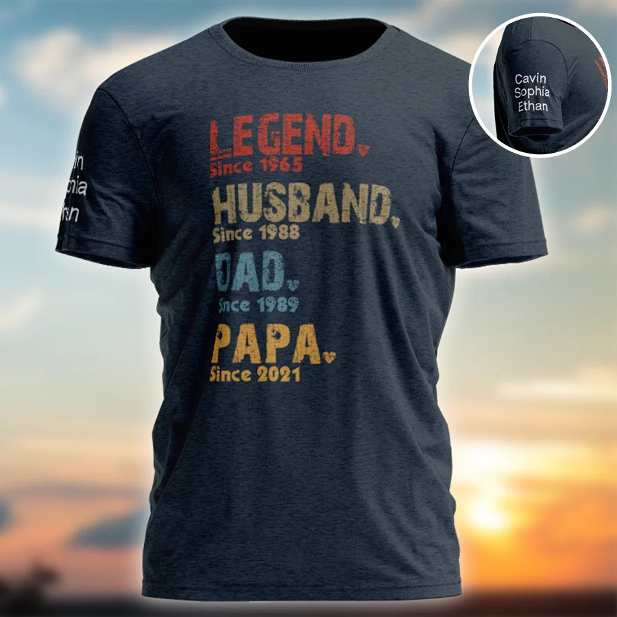 Personalized Husband Dad Papa T Shirt Custom Years Family Legacy Fathers Day Gift for Dad