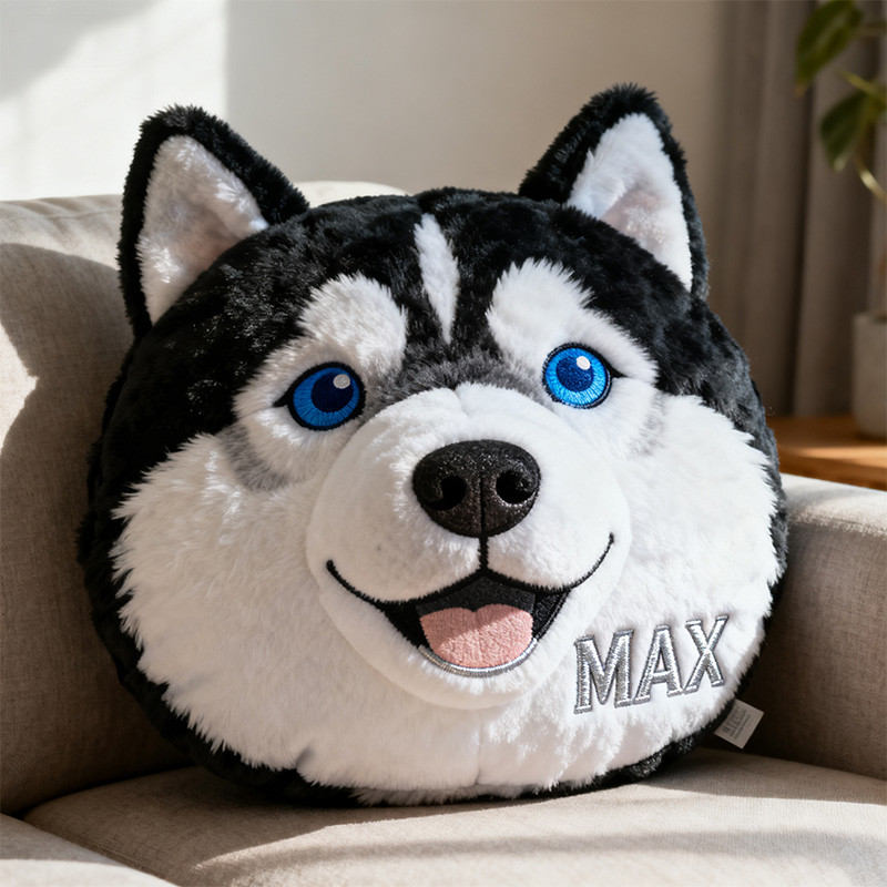 Personalized Husky Big Head Shaped Pillow Funny Sofa Decor Husky Christmas Presents