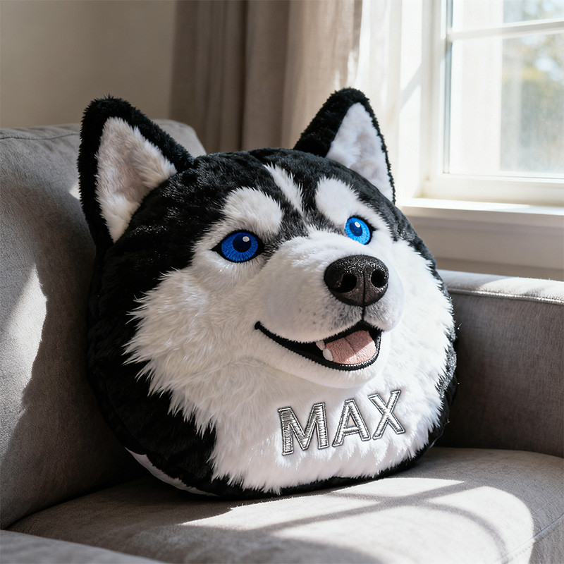 Personalized Husky Big Head Shaped Pillow Sofa Decor Christmas Gifts For Husky Lovers