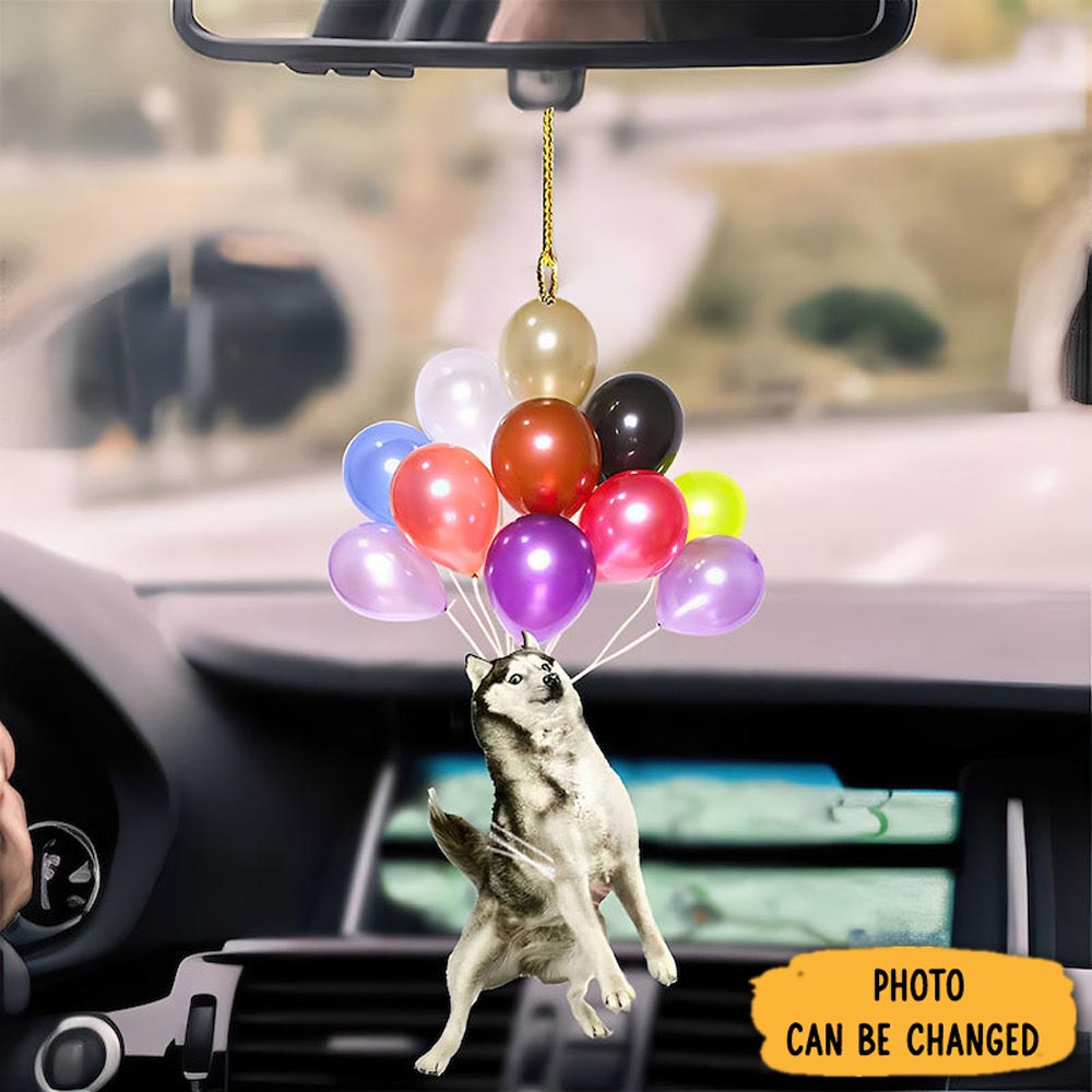 Personalized Husky Fly With Bubbles Car Hanging Ornament Heartwarming Family Ornament Keepsake