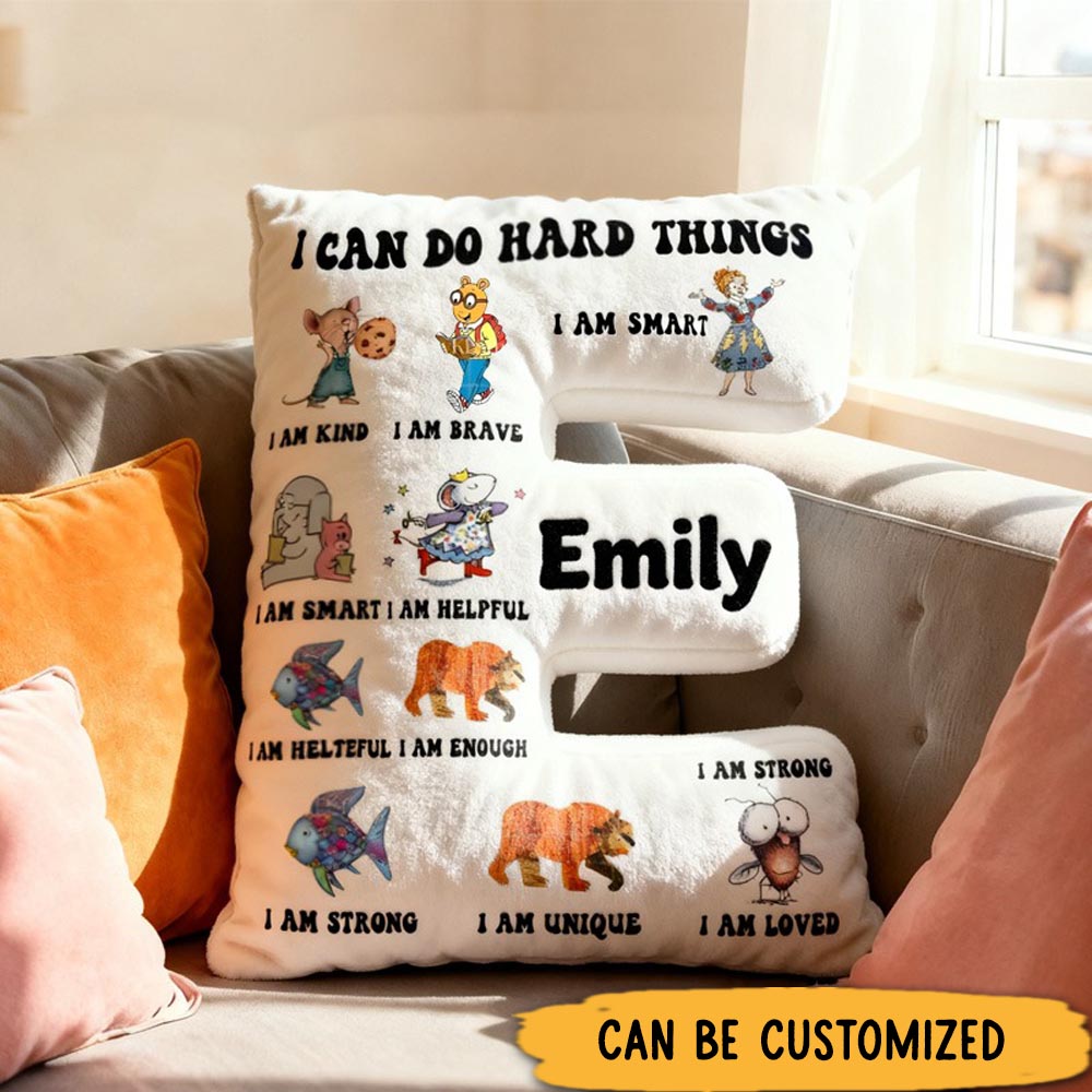 Personalized I Can Read Things Throw Pillow Graphic 3D Cozy Reading Tour Pillow with Name for Kids Librarian Throw Pillow Christmas Gifts Bookish Gift