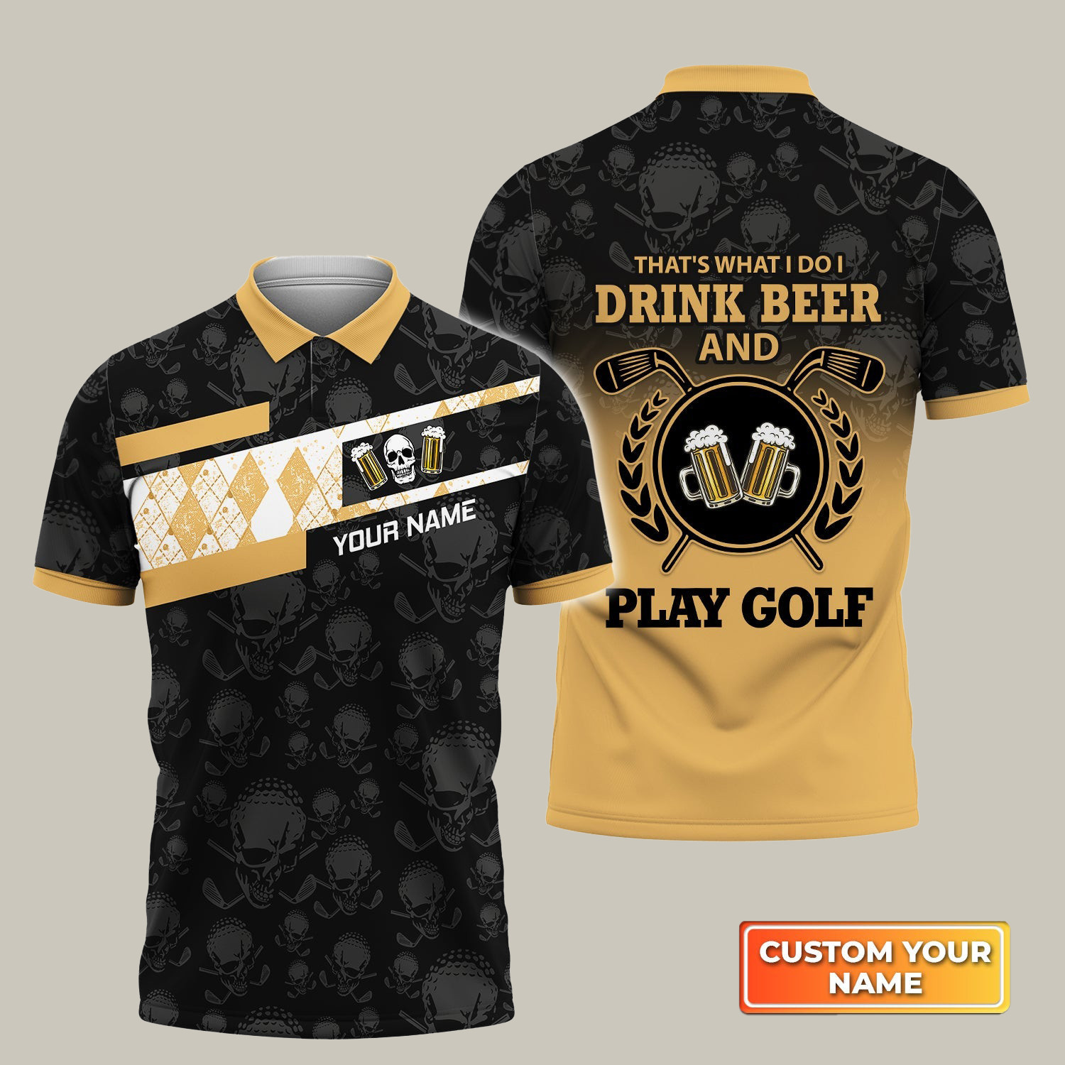 Personalized I Drink Beer And Play Golf Polo Shirt Golf Clothes Present For Him