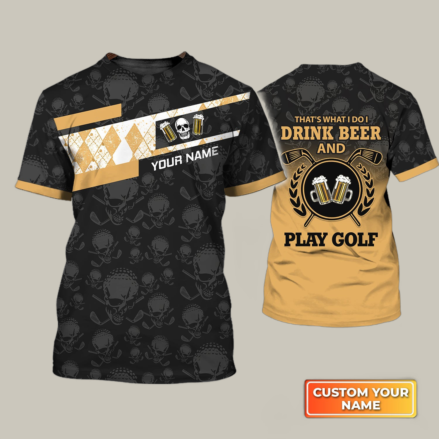 Personalized I Drink Beer And Play Golf T-Shirt Best Golf Attire Present For Mom