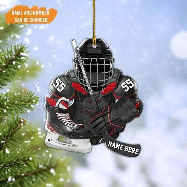Personalized Ice Hockey Equipment Christmas Tree Ornament Custom Colorful Uniform Hockey