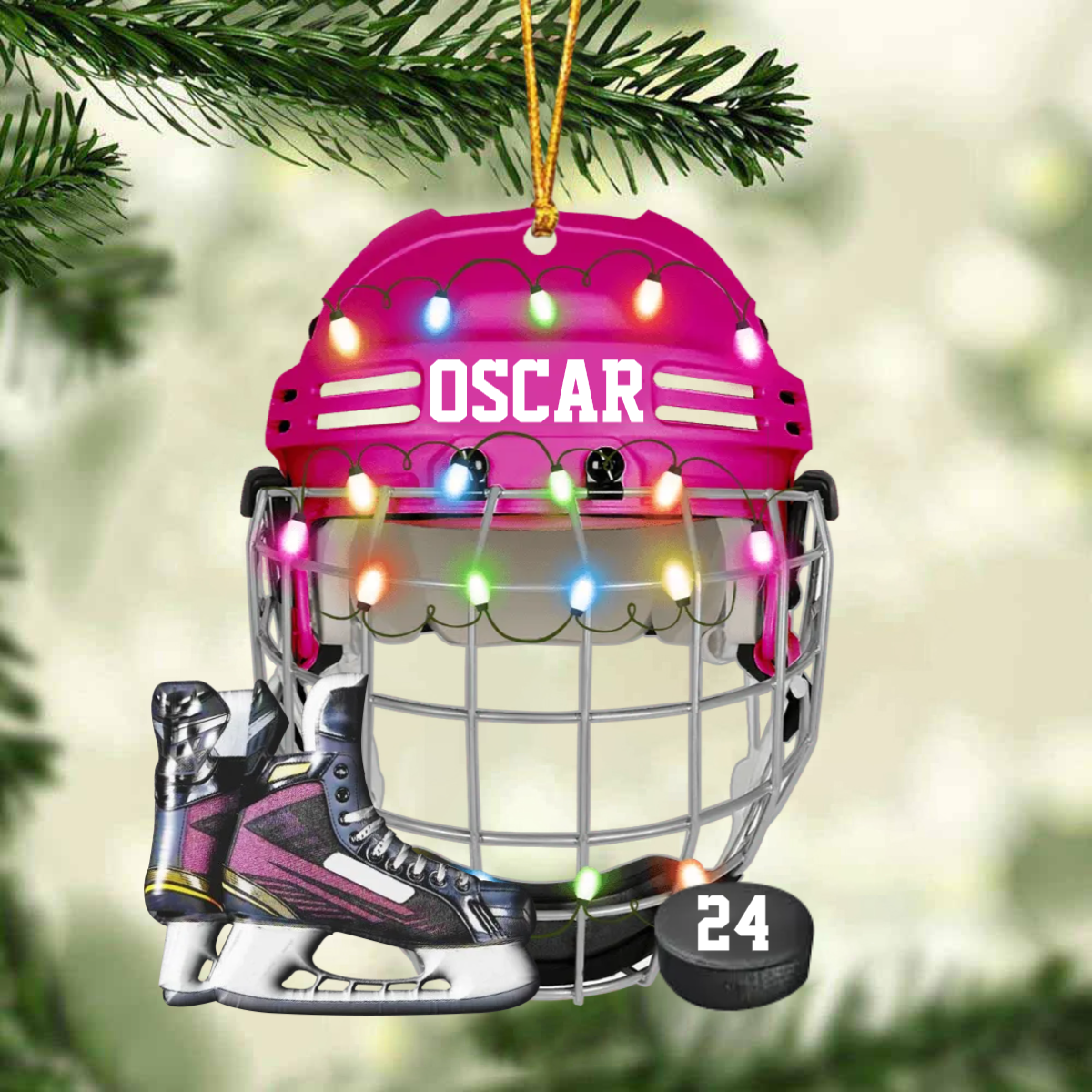 Personalized Ice Hockey Helmet Custom Name Ornament Shaped Ornament