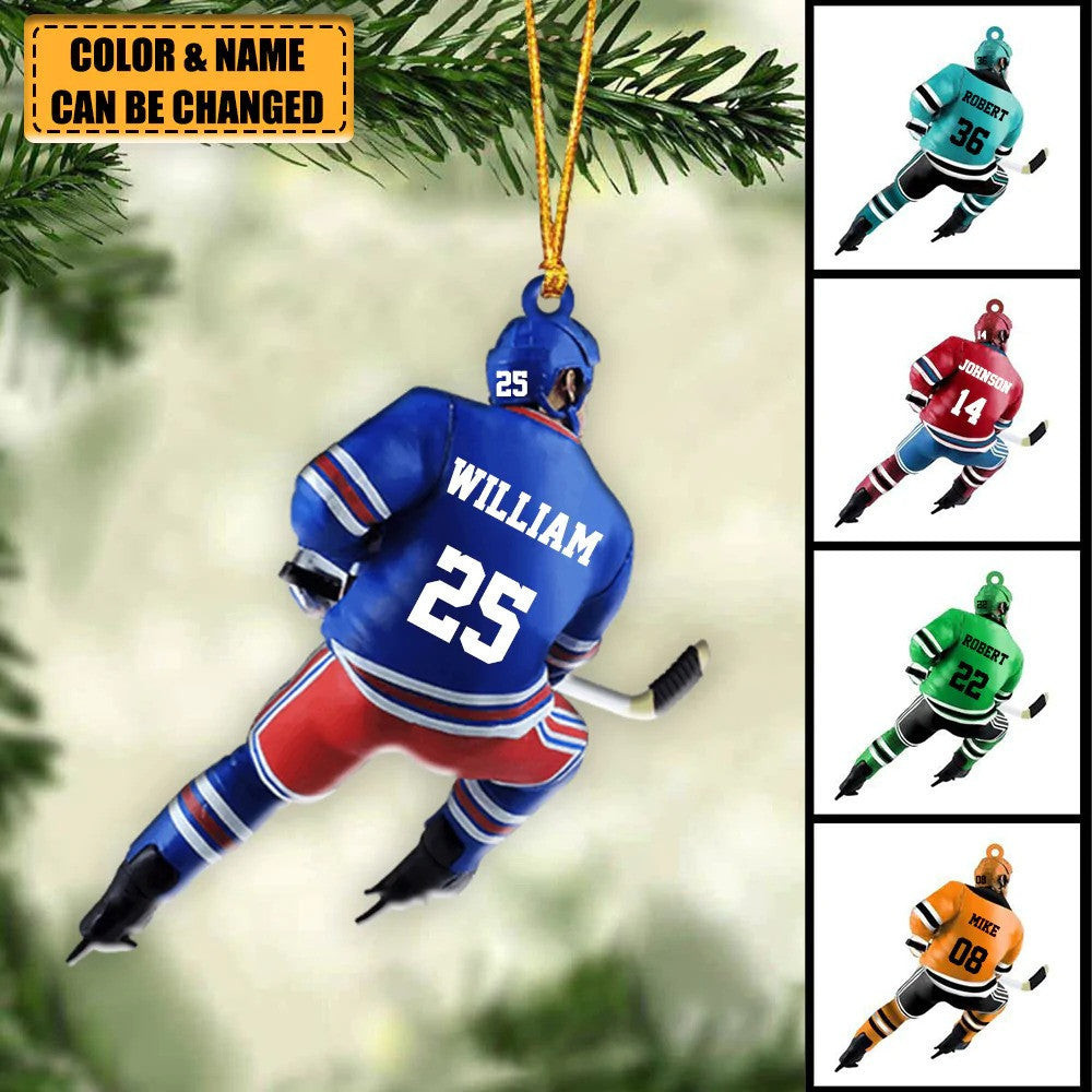 Personalized Ice Hockey Player Christmas Ornament  Great Gift Idea For Ice Hockey Lovers