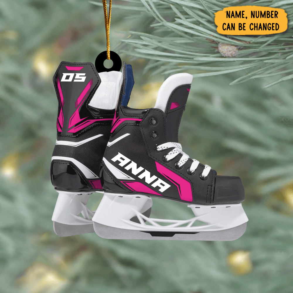 Personalized Ice Hockey Skates Christmas Ornament Xmas Tree Decor Hockey Lover Christmas Gifts