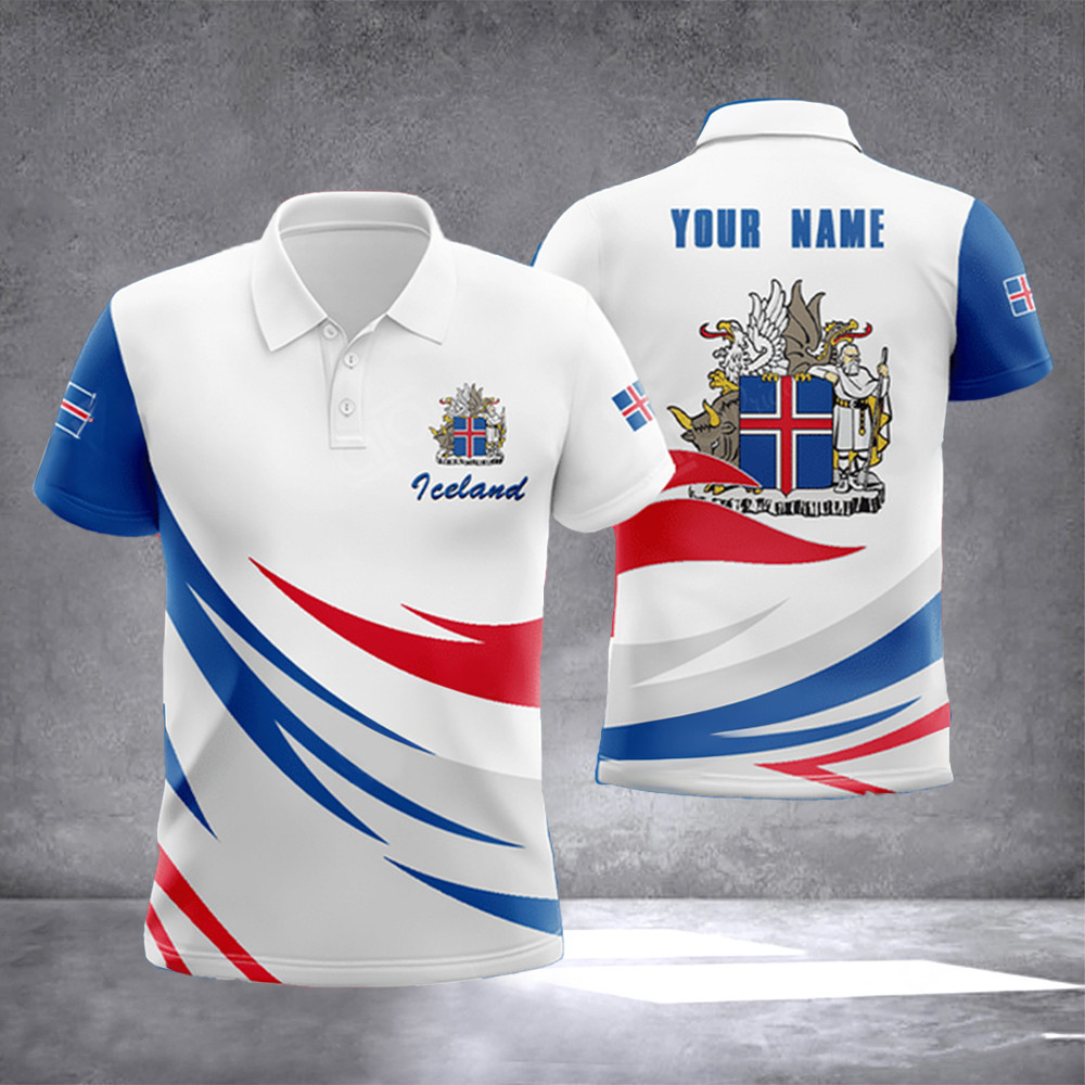 Personalized Iceland Wild Rider And Coat Of Arm Polo Shirt Iceland Flag Clothing Mens