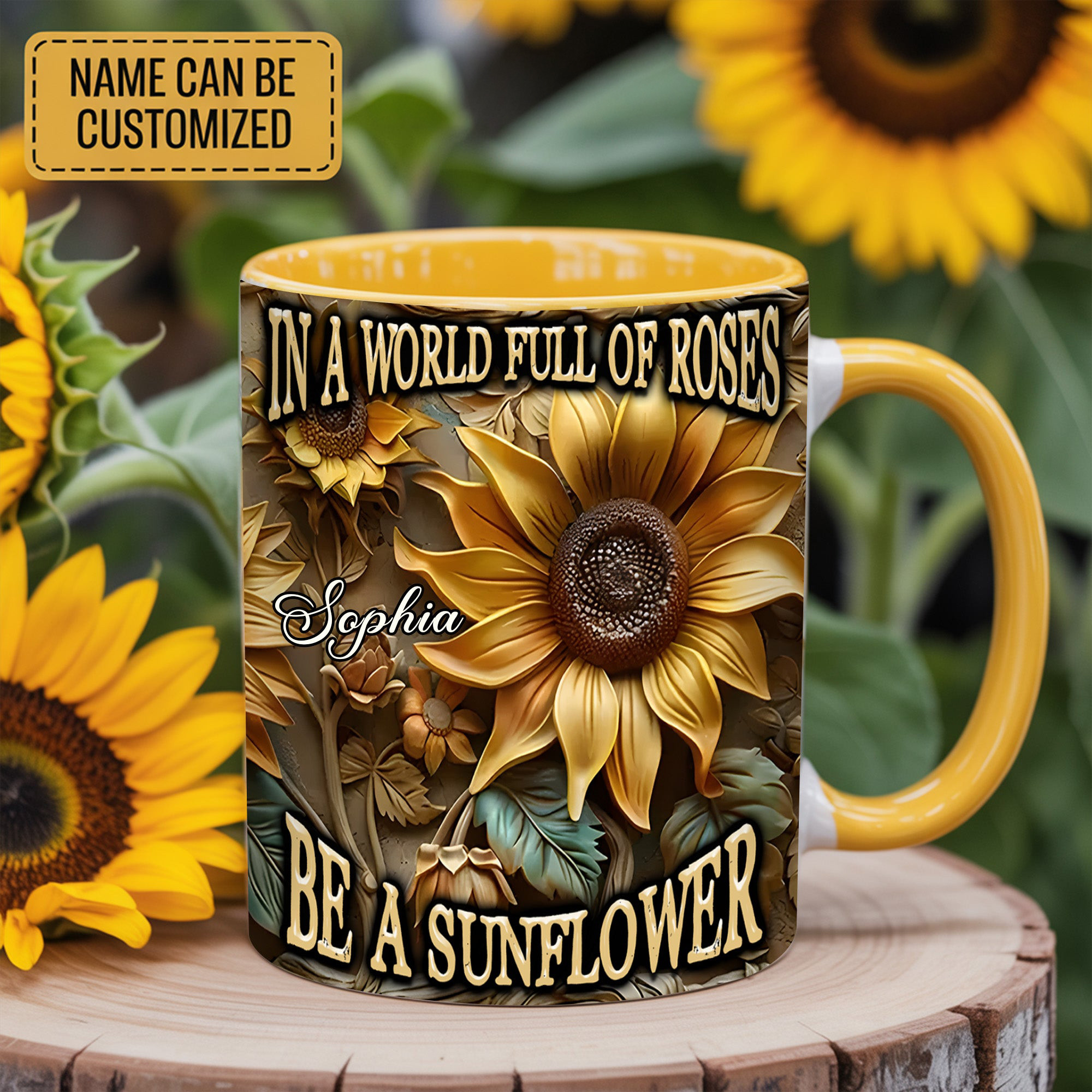 Personalized In A World Full Of Rose Be A Sunflower Mug Coffee Mug Gifts For Flower Lovers