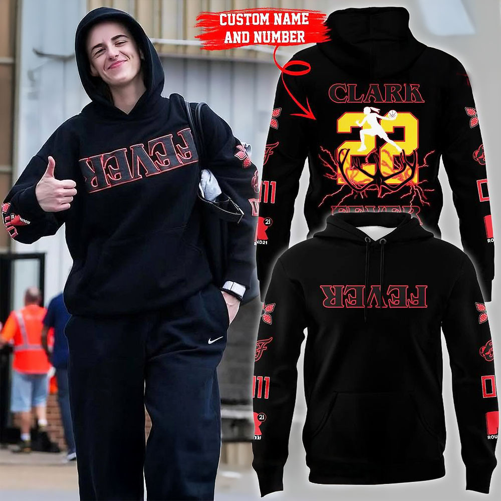 Personalized Indiana Fever 22 Clark Stranger Things Hoodie Gift For Basketball Lover