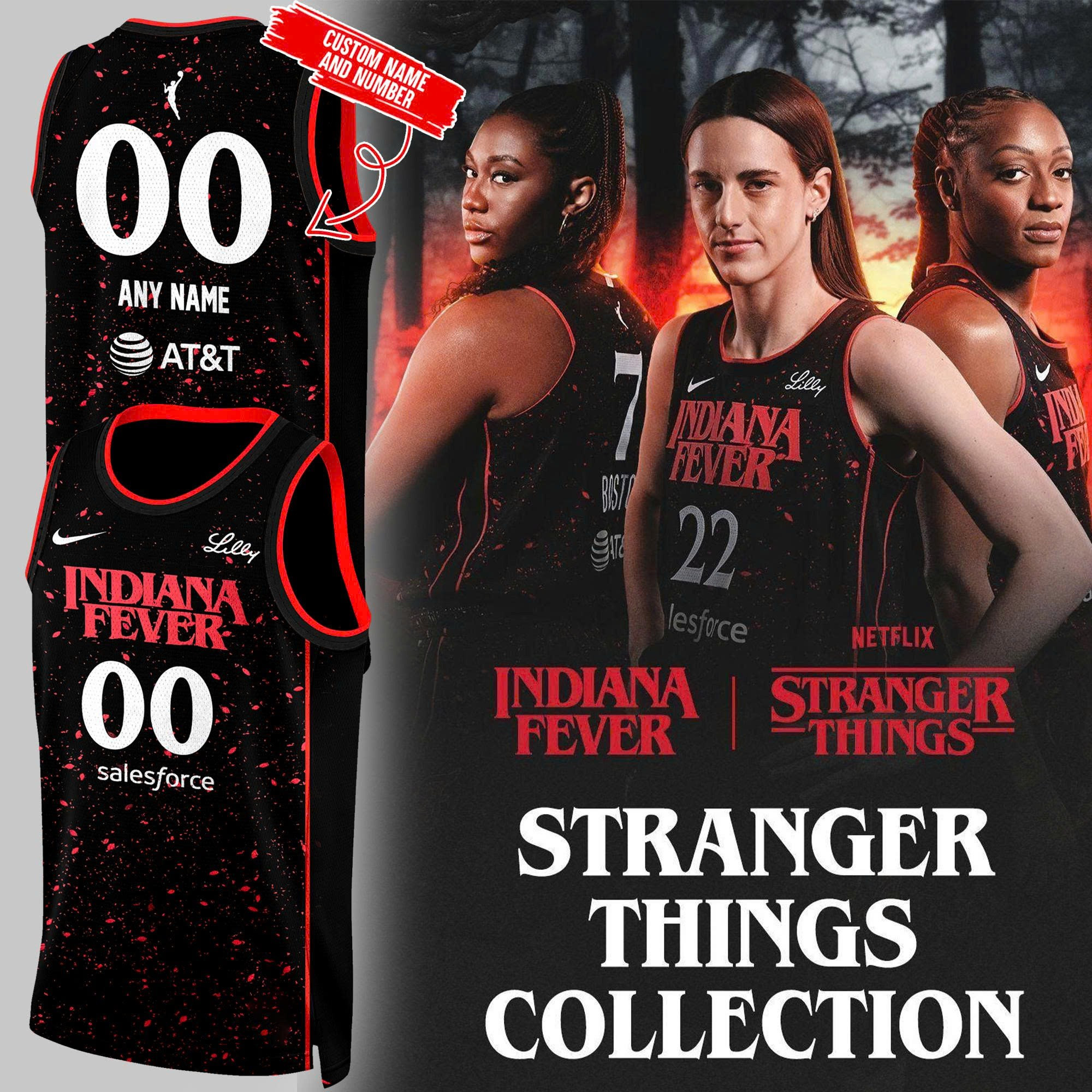 Personalized Indiana Fever Stranger Things Rebel Swingman Black Jersey Gifts For Fans