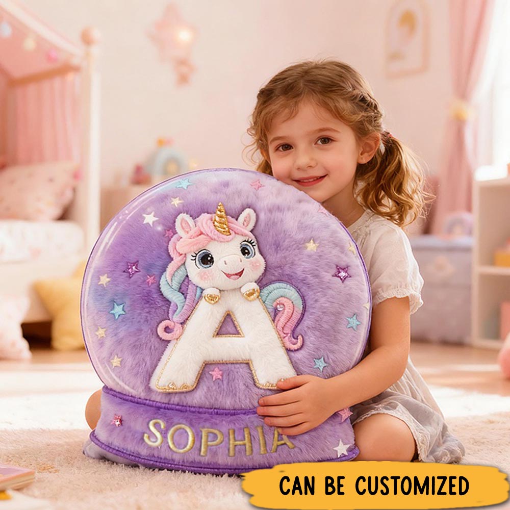 Personalized Initial Letter Shape Custom Name Soft Decorative Gift Magical Princess Style Cozy Girls Room Dream Purple Graphic 3D Print Pillow