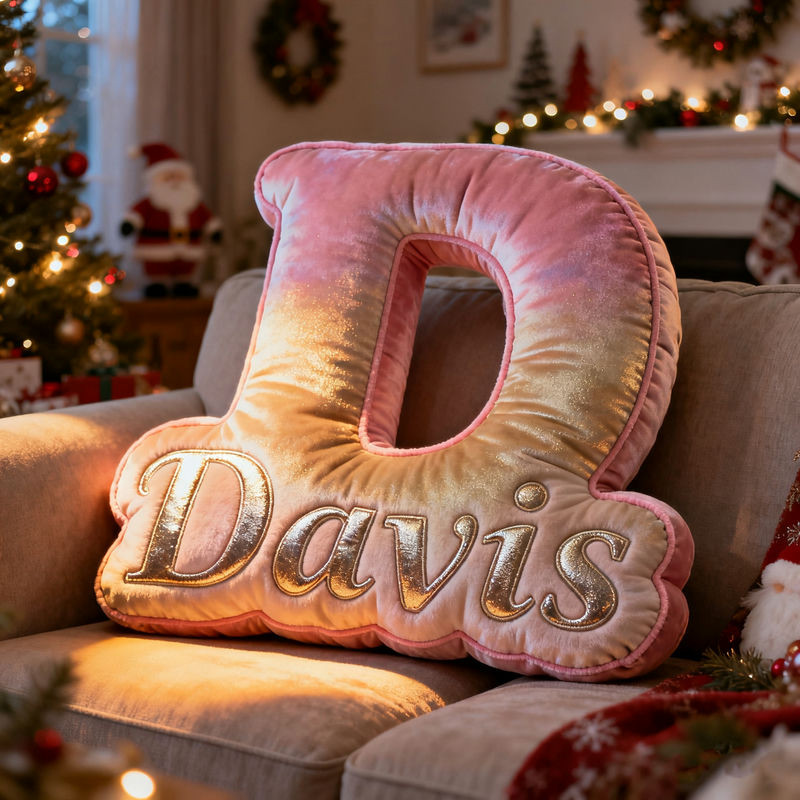 Personalized Initial Name Pillow Holiday Room Decor Best Christmas Gifts Ideas