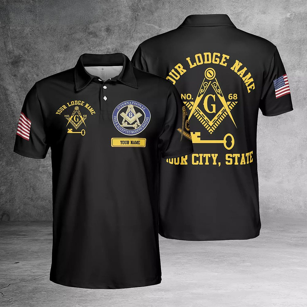 Personalized International Masonic Emblem 3D Polo Shirt Birthday Presents For Boyfriend