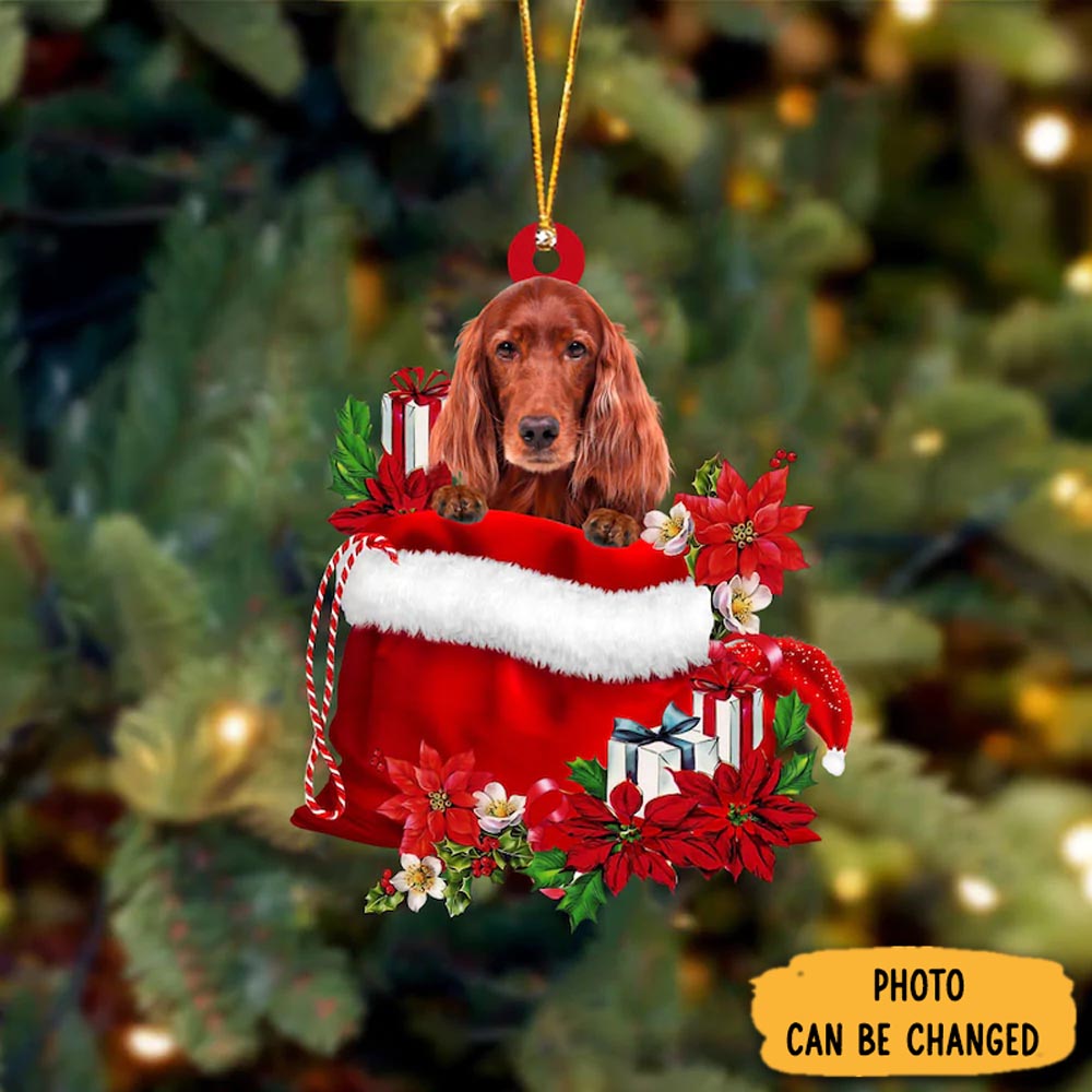 Personalized Irish Setter In Gift Bag Christmas Ornament Timeless Ornament For Holiday Memories
