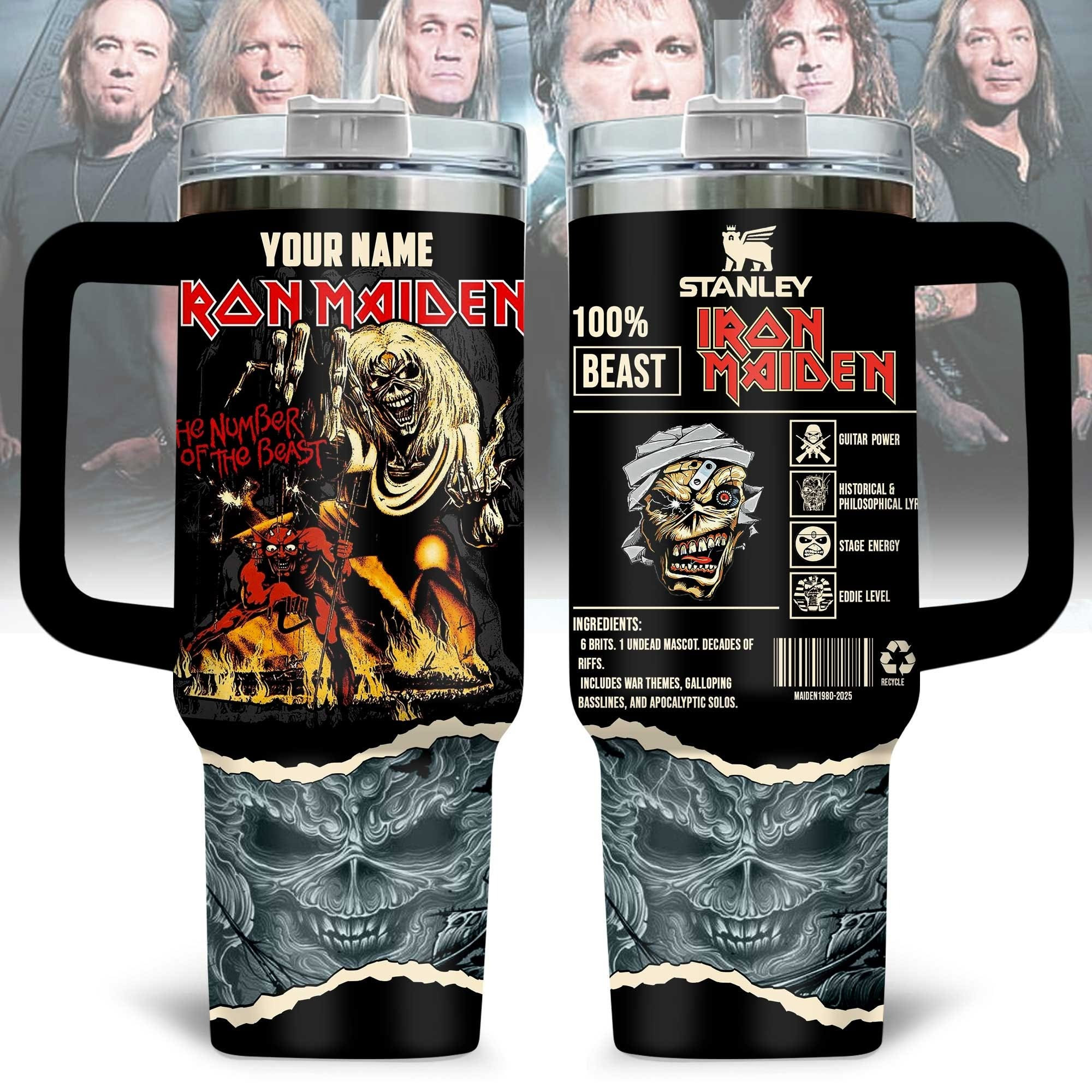 Personalized Iron Maiden Stanley Tumbler Iconic Heavy Metal Band Merch Unique Gift For Rock Music Lovers