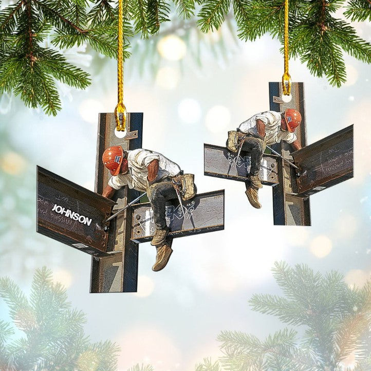 Personalized Ironworker Custom Shaped Flat Acrylic Ornament for Ironworker