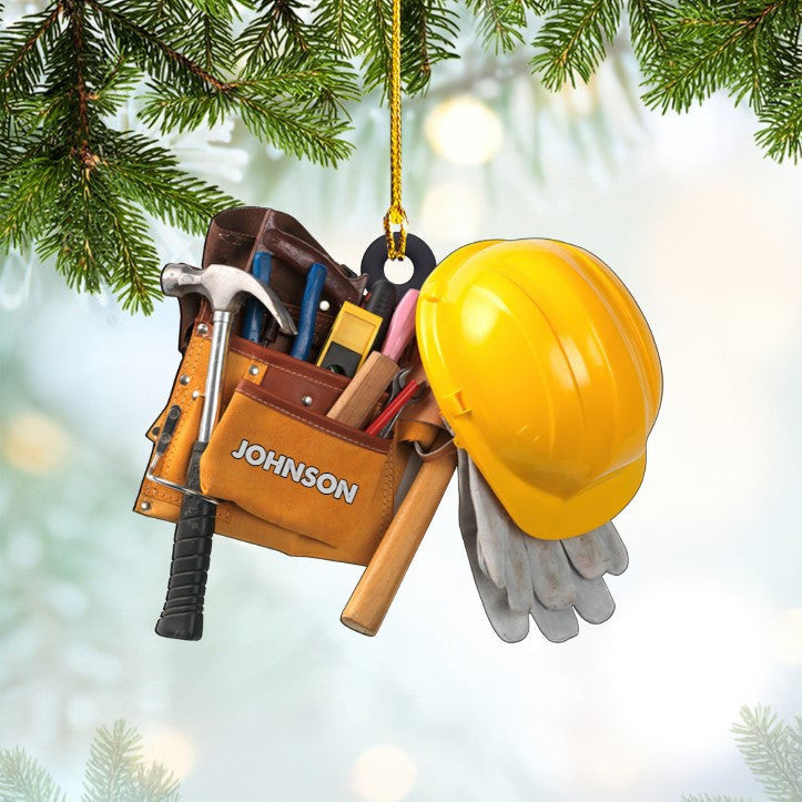 Personalized Ironworker Tool Helmet & Gloves Custom Shaped Flat Acrylic Ornament for Ironworker