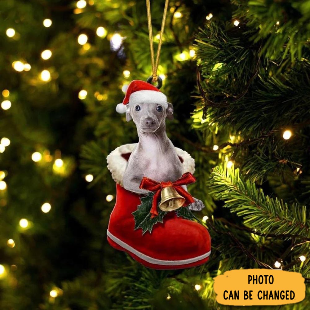 Personalized Italian Greyhound In Santa Boot Christmas Hanging Ornament Charming Mother's Day Ornament