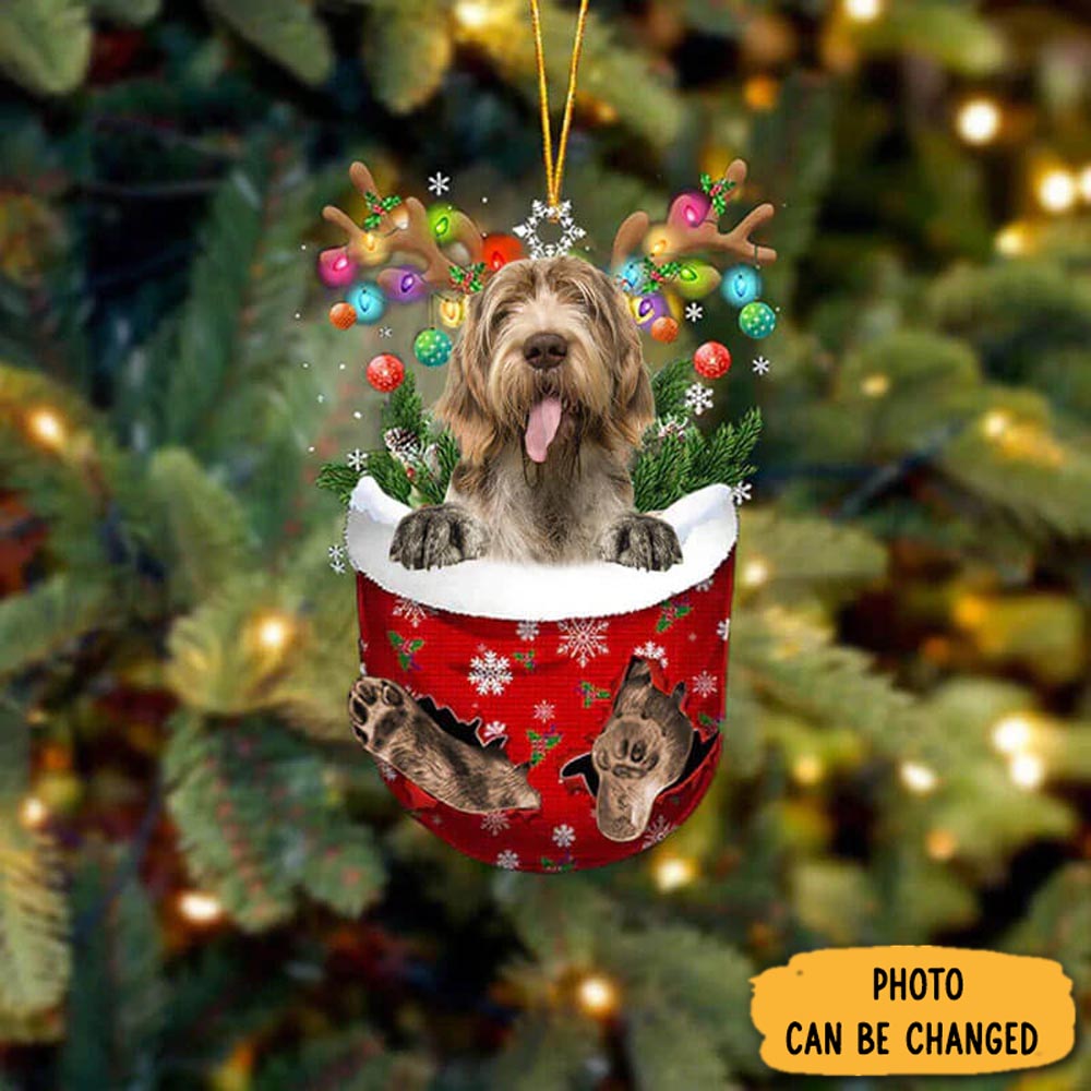 Personalized Italian Spinone In Snow Pocket Christmas Ornament Unique Thanksgiving Ornament Idea