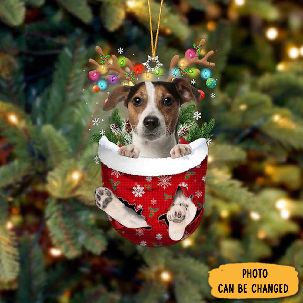 Personalized Jack Russell Terrier In Snow Pocket Christmas Ornament Sweet Ornament Gift For Couples