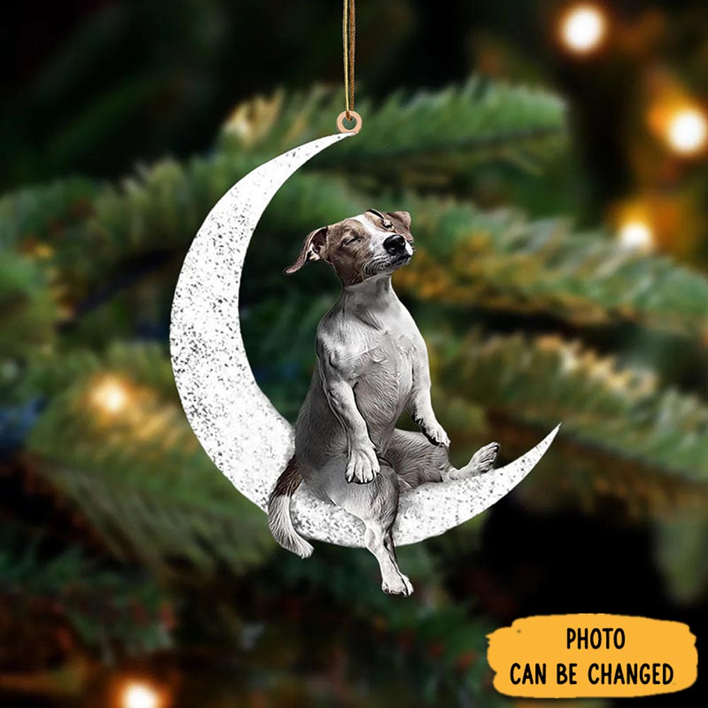 Personalized Jack Russell Terrier Sit On The Moon Ornament Cozy Christmas Ornament Decoration